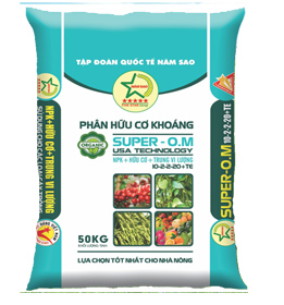 Bao phân bón hữu cơ khoáng SUPER-OM 10-2-2+20+TE